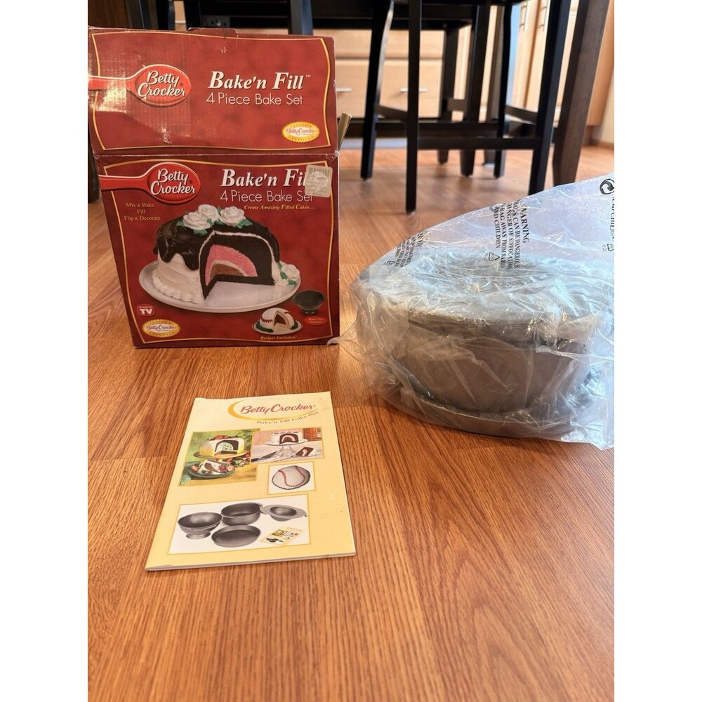 Betty Crocker 4 Piece Bake 'n Fill Set Ice-cream Complete Cake Making Set New